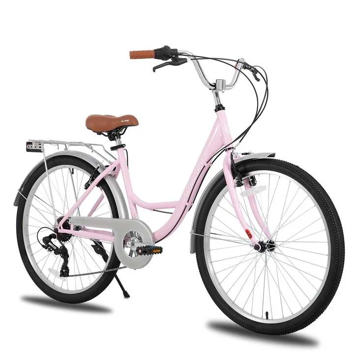 26 Inch Complete Beach Cruiser Bike For Adults, 7 Speed Step-Through Frame Womens Bicycle With Rear Rack, Retrospec Bike Commuter City Bicycle For Men