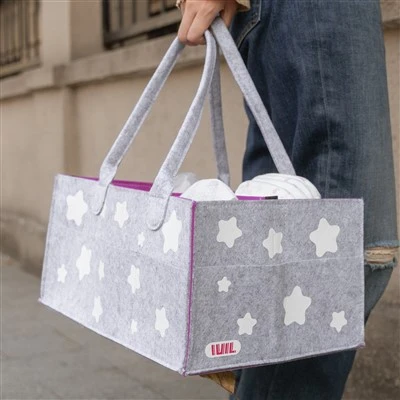 Organizador Caddy Para Bebé Niña, Contenedores De Almacenamiento De Fieltro Para Guardería Con Asas Y Divisores, Organizador De Pañales Portátil Para Cambiador Y Auto, Cesta De Regalo Para Bebés Para Recién Nacidos